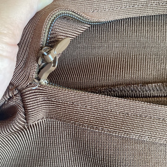 House Of CB, 'Comelle' Brown Bandage Knee Length Jumpsuit, Size L - Picture 9 of 9